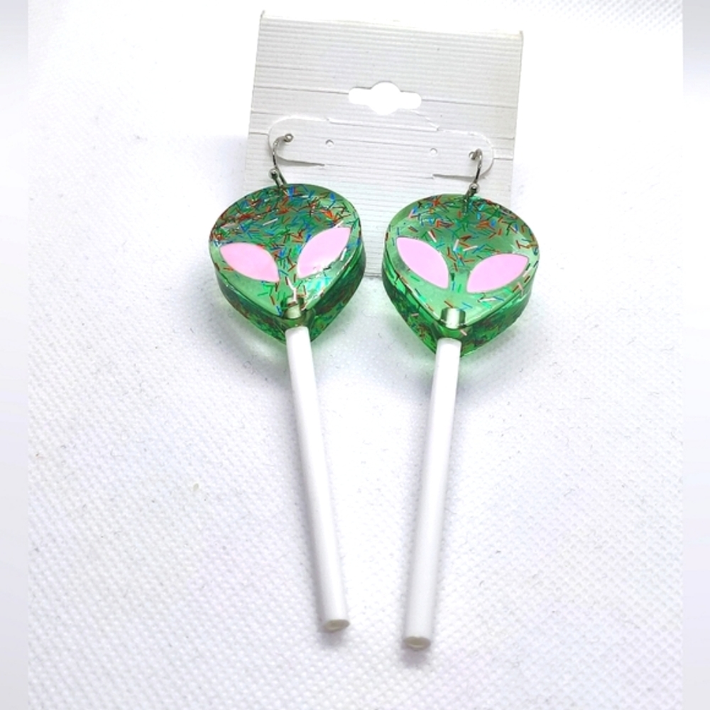 Speckled Alien Lollipop Earrings